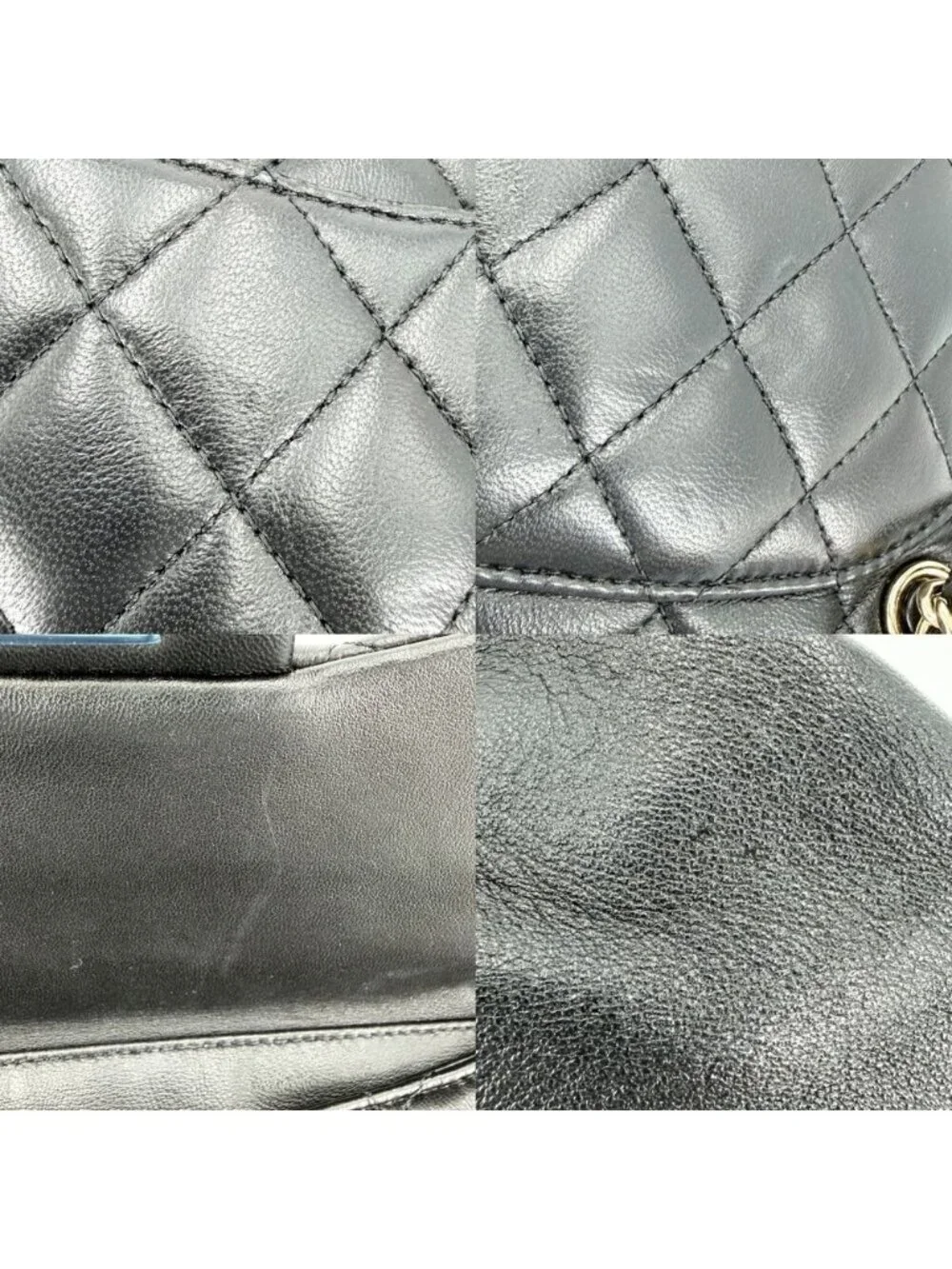 Chanel Backpack CC Logo Quilted Drawstring Leather Black Gold